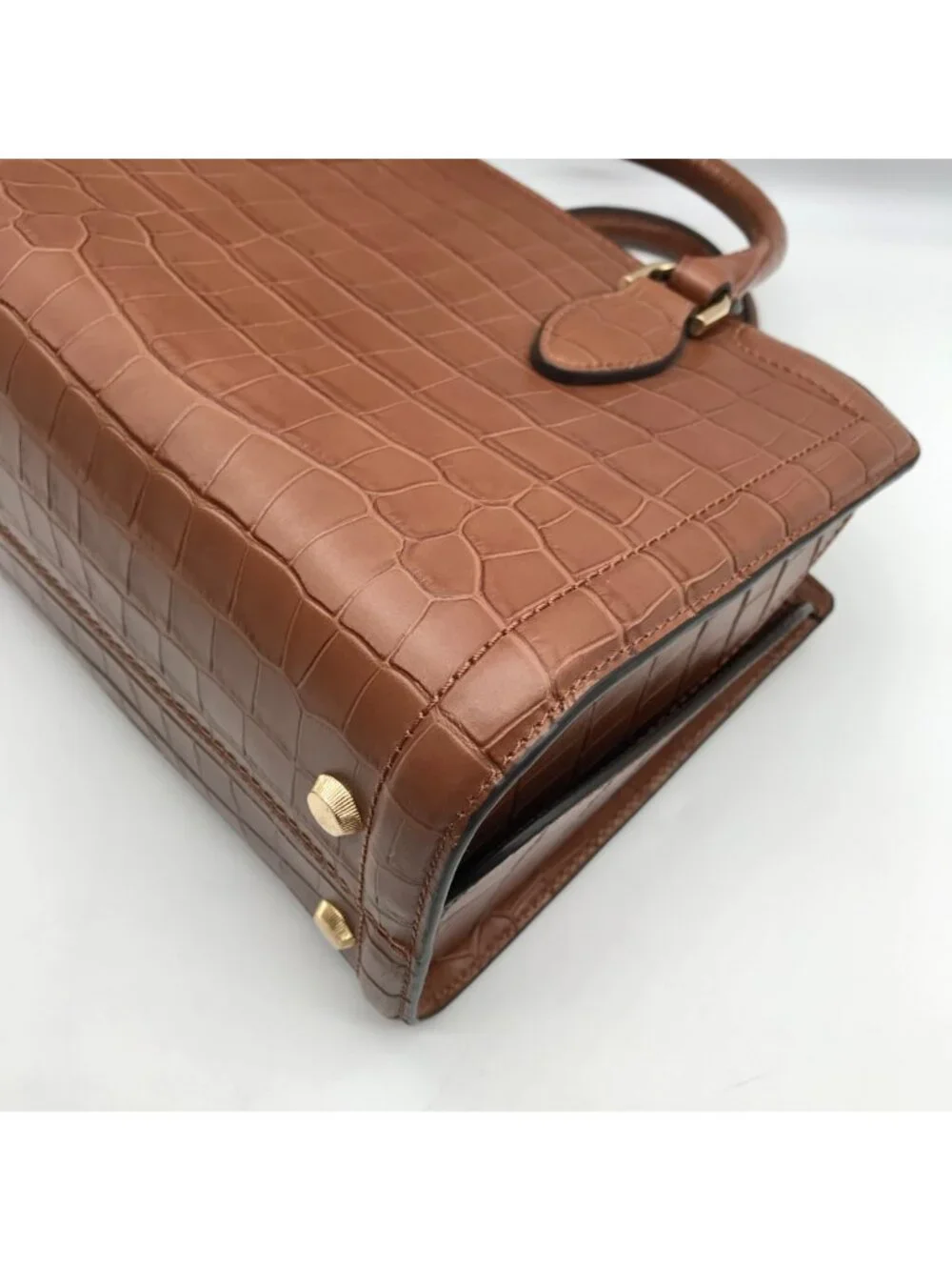 Michael Kors Chestnut Croc Embossed Leather Zoe Convertible Satchel
